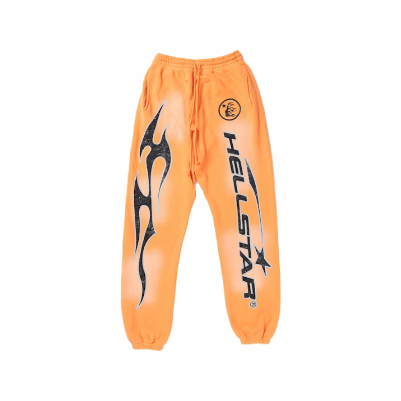 Fire Orange Hellstar Sweatpants (Closed Elastic Bottom)