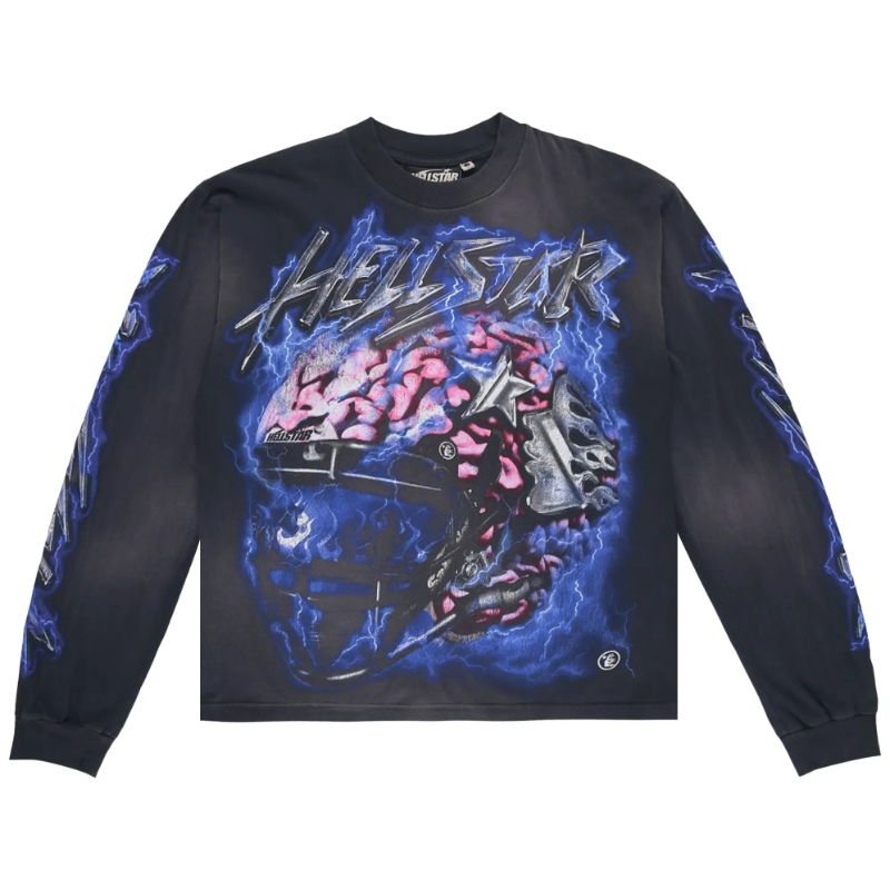 Hellstar Powered By The Star Long-Sleeve T-Shirt BlackPurple