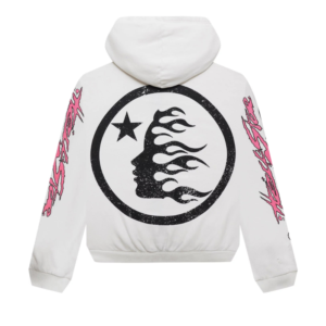 Hellstar Records Glitter Zip Up Hoodie White 01