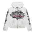 Hellstar Records Glitter Zip Up Hoodie White